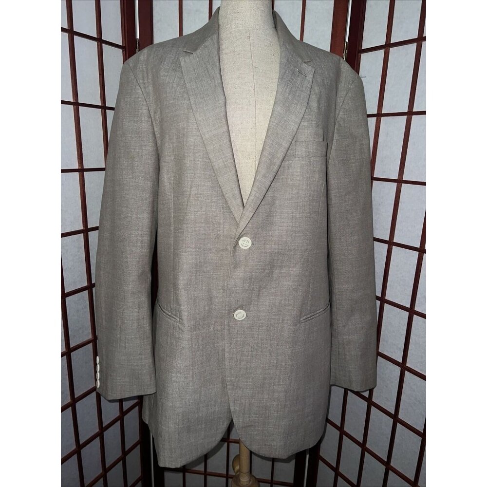 Tasso Elba Mens Sport Coat Blazer Tan Brown Cotton Size L Large 42-44